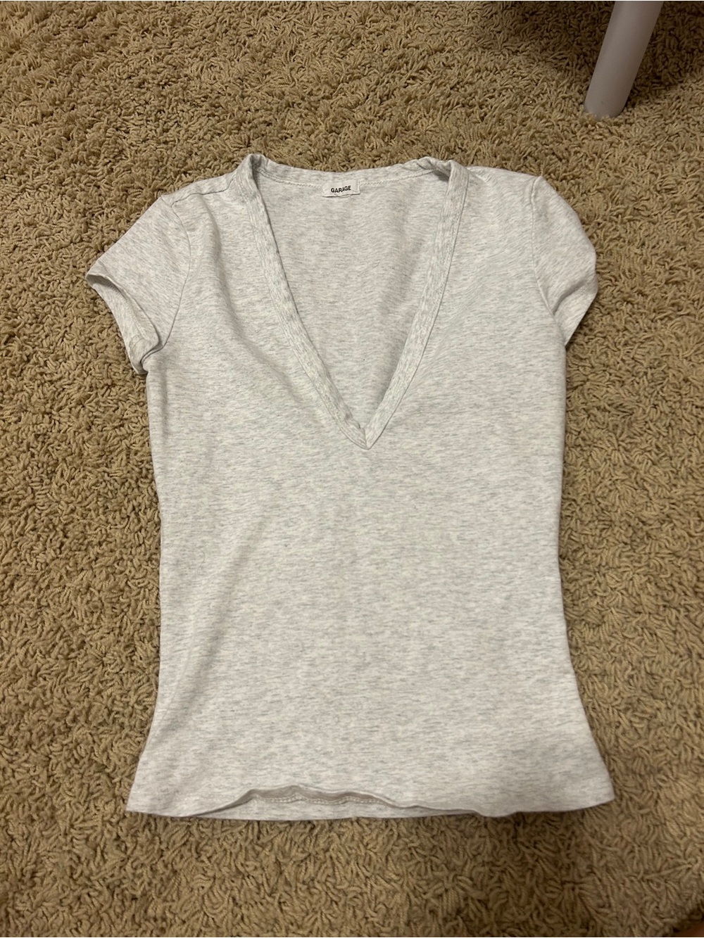 Garage Light Gray V-Neck Short Sleeve Tee
